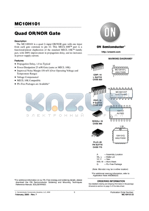 MC10H101L datasheet - Quad OR/NOR Gate