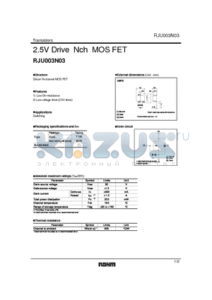 RJU003N03 datasheet - 2.5V Drive Nch MOS FET