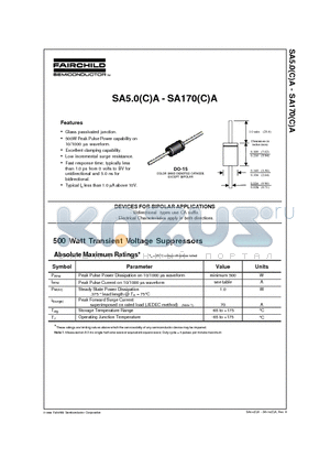 SA110A datasheet - 500 Watt Transient Voltage Suppressors