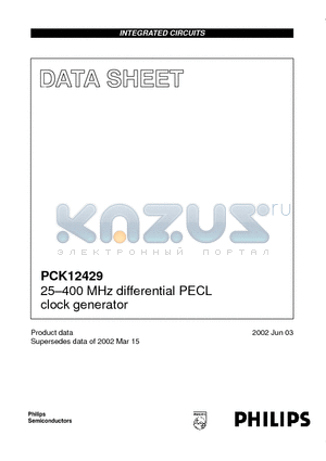 PCK12429 datasheet - 25-400 MHz differential PECL clock generator