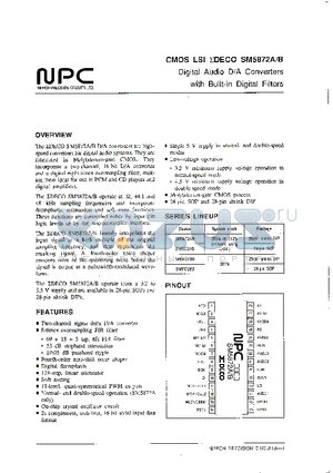 SM5872 datasheet - CMOS LSI(Digital D/A Converters with Built-in Digital Filters