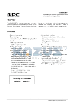 SM5903BF datasheet - compression and non compression type shock-proof memory controller