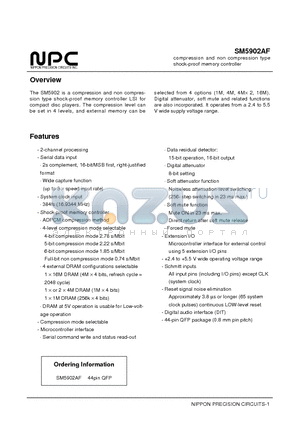 SM5902 datasheet - compression and non compression type shock-proof memory controller