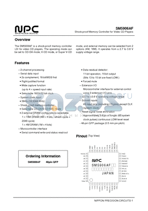 SM5906AF datasheet - Shock-proof Memory Controller for Video CD Players