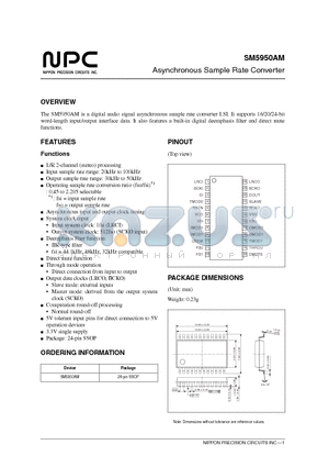 SM5950AM datasheet - Asynchronous Sample Rate Converter