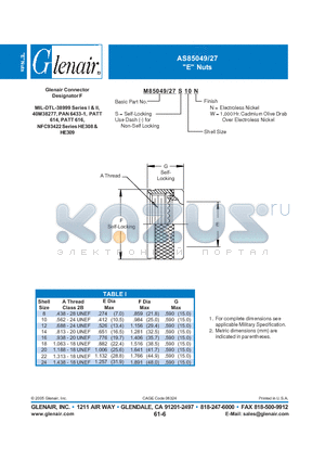 M85049-27S10W datasheet - Connector