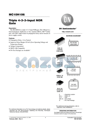 MC10H106 datasheet - Triple 4−3−3−Input NOR Gate