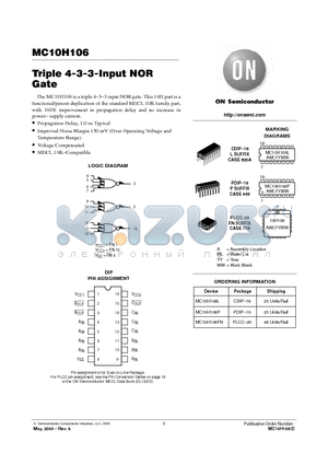 MC10H106L datasheet - Triple 4-3-3-Onput NOR Gate