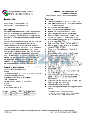 SM59R08A2 datasheet - 8-Bit Micro-controller