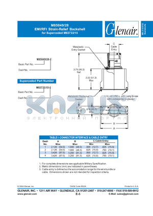 M85049-28-3 datasheet - EMI/RFI Strain-Relief Backshell