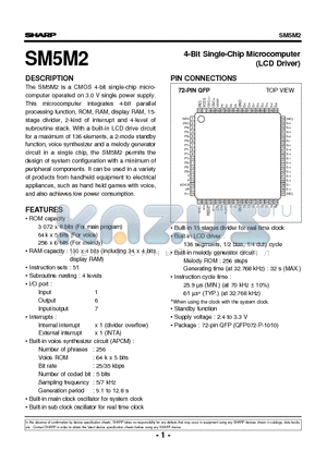 SM5M2 datasheet - 4-Bit Single-Chip Microcomputer(LCD Driver)