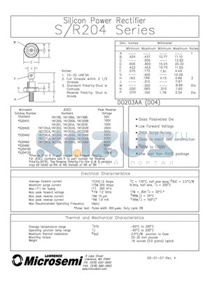 R204100 datasheet - Silicon Power Rectifier