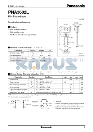 PNA3602L datasheet - PIN Photodiode