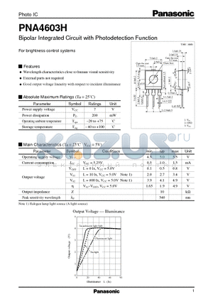 PNA4603H datasheet - Bipolar Integrated Circuit with Photodetection Function