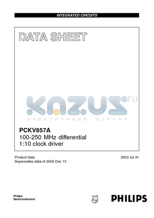 PCKV857A datasheet - 100-250 MHz differential 1:10 clock driver