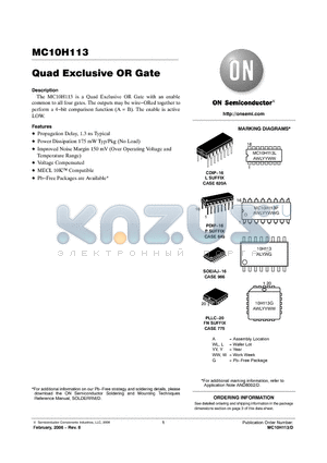 MC10H113FNR2 datasheet - Quad Exclusive OR Gate