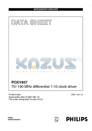 PCKV857DGG datasheet - 70-190 MHz differential 1:10 clock driver
