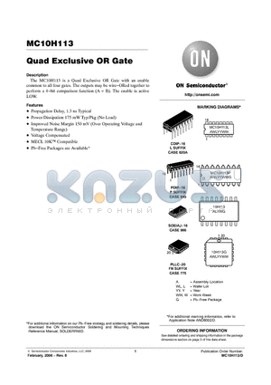 MC10H113FNG datasheet - Quad Exclusive OR Gate