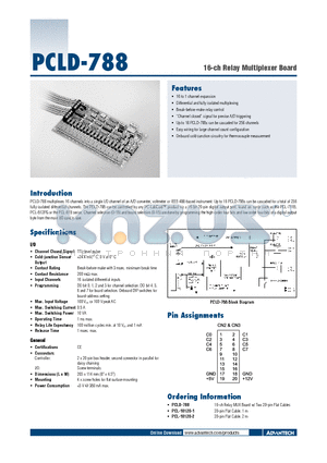 PCL-10120-1 datasheet - 16-ch Relay Multiplexer Board