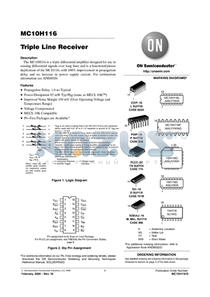 MC10H116DR2 datasheet - Triple Line Receiver