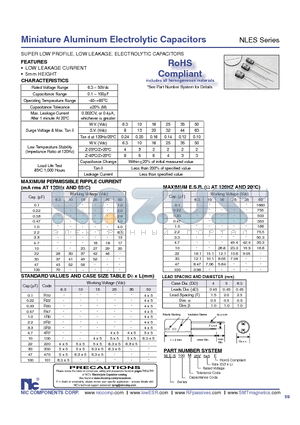 NLE-S100M504X5F datasheet - Miniature Aluminum Electrolytic Capacitors