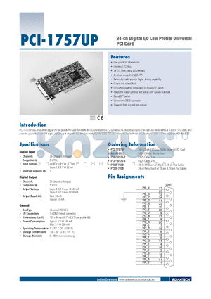 PCL-10125-3 datasheet - 24-ch Digital I/O Low Profile Universal PCI Card