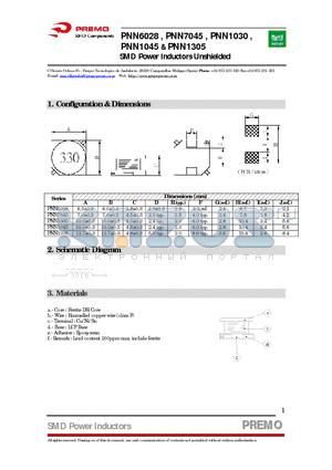 PNN1030-150M datasheet - SMD Power Inductors Unshielded