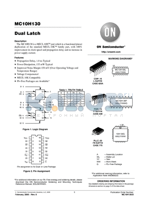 MC10H130 datasheet - Dual Latch