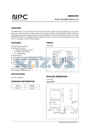 SM6451 datasheet - Audio Variable Volume IC