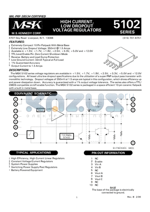 MSK5102-3.3H datasheet - MSK5102-3.3H LOW DROPOUT VOLTAGE REGULATORS