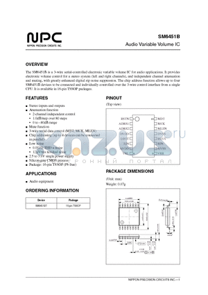 SM6451B datasheet - Audio Variable Volume IC