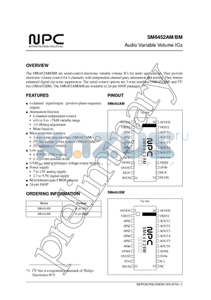 SM6452BM datasheet - Audio Variable Volume ICs