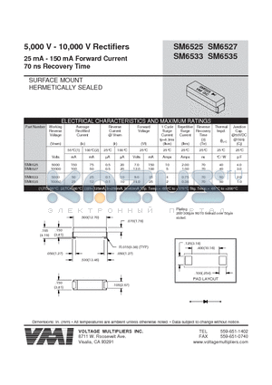 SM6527 datasheet - 25 mA - 150 mA Forward Current 70 ns Recovery Time