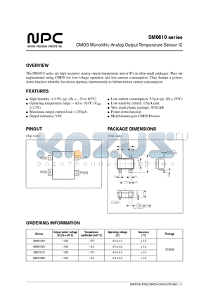 SM6610 datasheet - CMOS Monolithic Analog Output Temperature Sensor IC