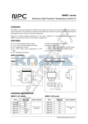 SM6611ABH datasheet - Miniature High-Precision Temperature Switch IC