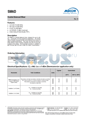 SM6D datasheet - Double-Balanced Mixer