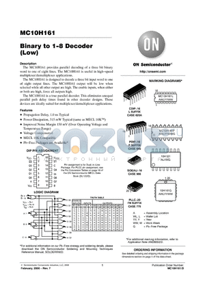 MC10H161_06 datasheet - Binary to 1−8 Decoder (Low)