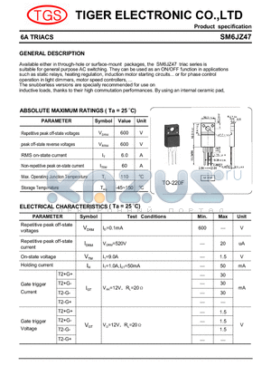 SM6JZ47 datasheet - 6A TRIACS