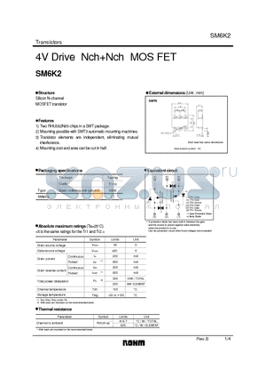 SM6K2 datasheet - 4V Drive NchNch MOS FET