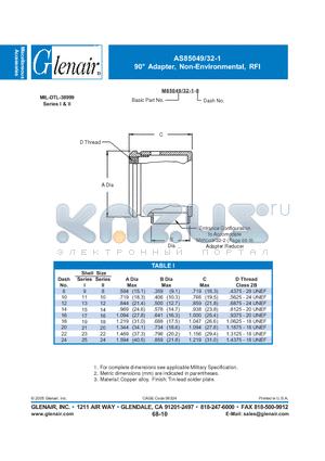 M85049-32-1-18 datasheet - Adapter, Non-Environmental, RFI