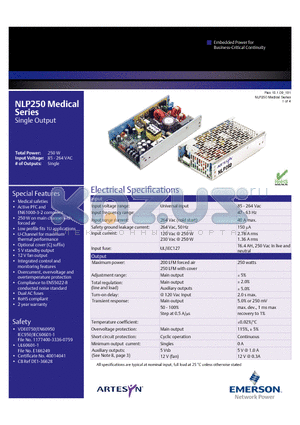 NLP250MEDICAL datasheet - Single Output Medical safeties