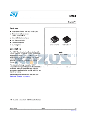 SM6T100CA datasheet - TransilTM