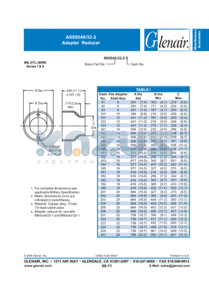 M85049-32-2-225 datasheet - Adapter Reducer