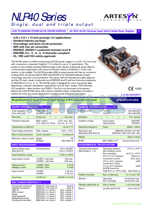 NLP40-7610 datasheet - LOW TO MEDIUM POWER AC/DC POWER SUPPLIES