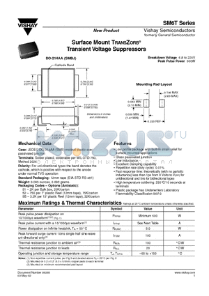 SM6T150A datasheet - Surface Mount TRANSZORB Transient Voltage Suppressors