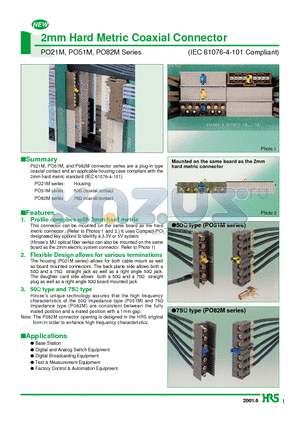 PO21M-6P-SA datasheet - 2mm Hard Metric Coaxial Connector