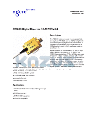 R2860D023 datasheet - R2860D Digital Receiver OC-192/STM-64