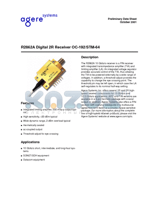 R2862A datasheet - R2862A Digital 2R Receiver OC-192/STM-64