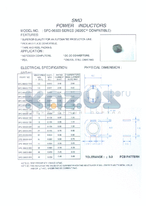 SPC-06503-1R0 datasheet - SMD POWER INDUCTORS