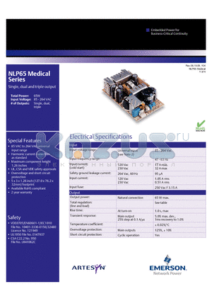 NLP65-9929J datasheet - 65 W universal input ac-dc power supply